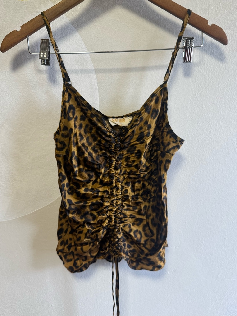 Y2K Vintage Nation LTD Los Angeles Ruched Leopard Print Cami Tank Top
